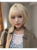 ハッシュボブレイヤーボブくびれレイヤーカットブロンドカラー