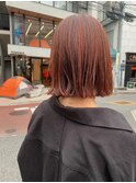 【 Lopiolu 島田】切りっぱなしボブ レッドオレンジ透け感ボブ1