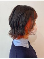 ヘア デザイン パスユニフィ 三宮(HAIR DESIGN PATH UNIFY) 切りっぱなしボブ　　フェイスフレーミングオレンジ　