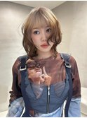 くびれヘア/アプリコットオレンジ/夏のヘアアレンジ/梅田
