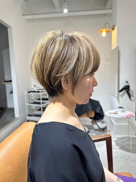 別府ショートボブ顔まわりレイヤーカット髪質改善カラー30代