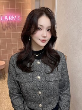 ラルム 新宿(LARME) 前髪なしミディアムレイヤー×暖色系チョコブラウン(新宿/岡崎)