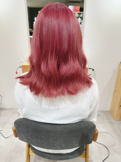 赤髪ピンク/レッドカラー/レイヤーロング