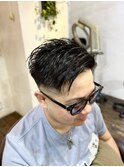 アップバングショート【ツーブロック刈り上げ黒髪短髪】