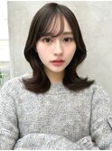 20代30代40代◎前髪パーマ韓国風巻きくすみベージュお団子ヘア