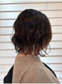 30代40代50代ブラウン小顔ボブふわふわパーマ