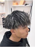 ホワイトハイライト/ツイストパーマ/ホワイトメッシュ