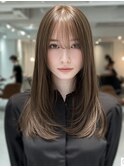 顔周りカットハッシュカットダークブラウンワンホンレイヤー韓国
