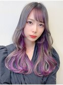 韓国ヘア エギョモリ×推しカラーパープル インナーカラー紫S515