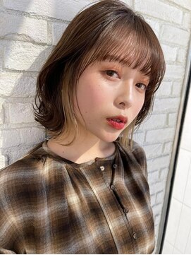 ロンドシェリ 仙台(Lond Cheri) ワイドバングインナーカラーデザインカラーミディアムヘア◎仙台