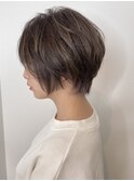 大人ガーリー チョコレート プリカール 小顔 丸みショートボブ