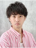 ソフトツイストパーマ束感ショートツーブロックマッシュ