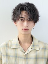 波巻きパーマメンズツイストスパイラルパーマセンターパート