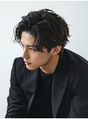 メンズ韓国風無造作センターパート韓国風パーマダウンパーマ