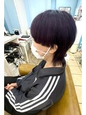 白髪も染まるウルフカットパープル