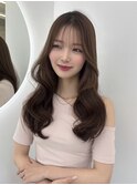 透明感グレージュカラー/韓国くびれヘア/ロングレイヤー/学割