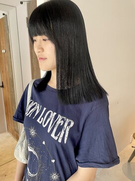 オルチェット(Olu'chette HAIR LIFE) 深澤/切りっぱなしヘア/ぷつっとカット/ブルーブラック