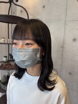 アチーブティルスマートサロン 豊川末広通店(achieve till Smart Salon)&nbsp;艶髪ブラックゆるふわ外ハネ小顔ミディアム20代30代40代
