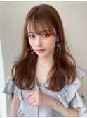 シャギーレイヤーロング韓国くびれヘアシースルーぱっつん前髪