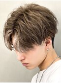 センターパートブリーチダブルカラーフェイスフレーミング