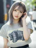 ファクトリーファイブ(Factory5)&nbsp;小顔外ハネミディアムアッシュ20代30代40代くびれミディ韓国ヘア