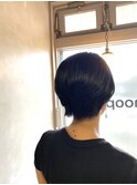 縮毛矯正でつくるタイトショートボブ/白髪ぼかし/白髪染め