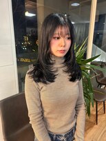 バイ ユア オウン フラワーズ コロン カバ 松本駅前(buy your own flowers : kava)&nbsp;【松本市】ミディアムレイヤーうざバング暗髪ブルーブラック