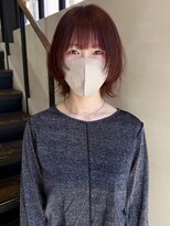 ヘアー アイス ルーチェ(HAIR ICI LUCE)&nbsp;レイヤーカット/レイヤーボブ/ブリーチなし/バーガンディ/堀場