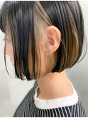 スリークボブ、前下がり、ワイドバング、インナーカラー