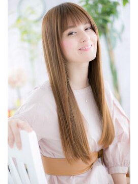 ミック ヘアアンドメイク アップ 駒込店(miq Hair&Make up) シースルーバングミルクベージュツヤ髪スーパーロングc1