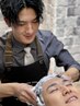 【カット+極上炭酸ヘッドスパ+シェービング+眉毛カット】<理容室>[メンズ]