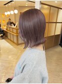 大人可愛いピンクグレージュ/艶髪/外はねボブ