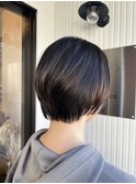 マッシュショート アッシュブラウン 骨格カット 髪質改善 30代