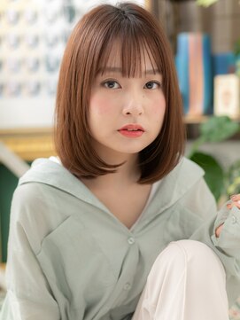 カバーヘア ブリス 大宮西口(COVER HAIR bliss) シースルーバングことりベージュ小顔丸みロブh4大宮20代30代40代