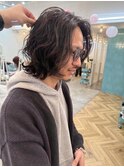 メンズヘア◎ワイルドパーマ黒髪ロングニュアンスサーフ◎本厚木