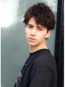 ネイビー(NAVY) ソフトグランジショート ハーフアップバング ラフスパイラル