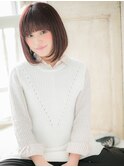 mod's姪浜/ぱっつんバング美髪シアーグレージュカラー大人ボブg