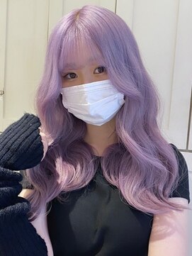 ベレーザ 渋谷(BELEZA) 3783ニュアンスカラーホワイトラベンダーぱっつん前髪艶髪ロング