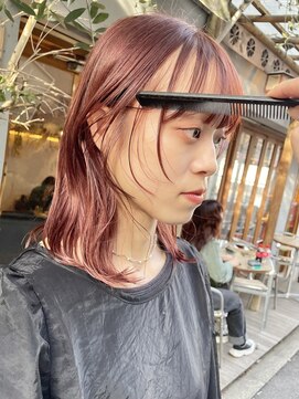 ラミエバイメルト 下北沢(lamie by melt) 小顔顔まわりレイヤー暖色ピンクオレンジニュアンスカラー下北沢