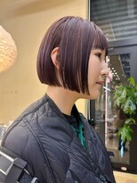 スニュウ(snuw)&nbsp;切りっぱなしボブ小顔カットグレージュラベンダーココア