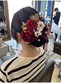 成人式/前撮り/ヘアセット/シニヨン/まとめ髪/ドライフラワー