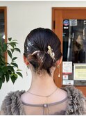 ラメラメリボン風タイトアレンジ