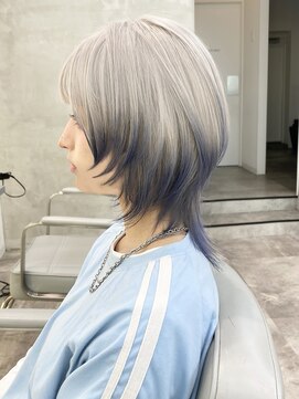 ダブルトーキョー シブヤ(W-TOKYO SHIBUYA) ショートウルフカットデザインカラーハイトーンエンドカラー
