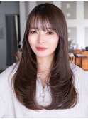 * ロングレイヤーカットラベンダーグレージュグレージュ美髪