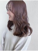 柔らかラベンダー×ミディロング