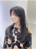 美髪レイヤーロングアッシュブラックネイビーグレー【梅田】