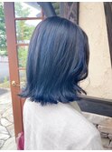 ブルーカラー／メッシュ／切りっぱなしボブ