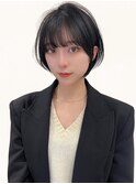 ハイライト白髪ぼかしダブルカラーインナーカラーショートボブ