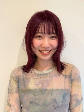 ローネス(LONESS) ぷつっとボブ 姫カットレイヤー チェリーレッド 葡萄カラー