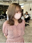 20代30代40代ブリーチミルクティー伸ばしかけミディアム